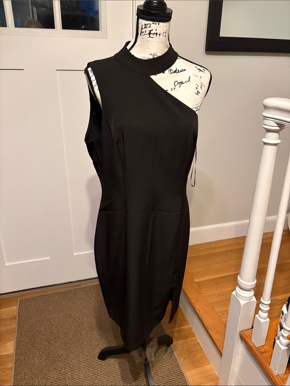 French Connection Sleeveless Black One-Shoulder Cocktail Dress